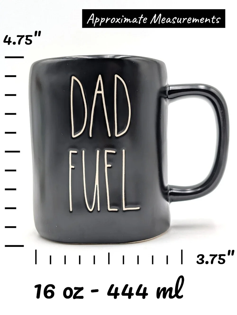 Rae Dunn Dad Fuel Artisan Collection 16oz Black Ceramic Mug Gift for Dad